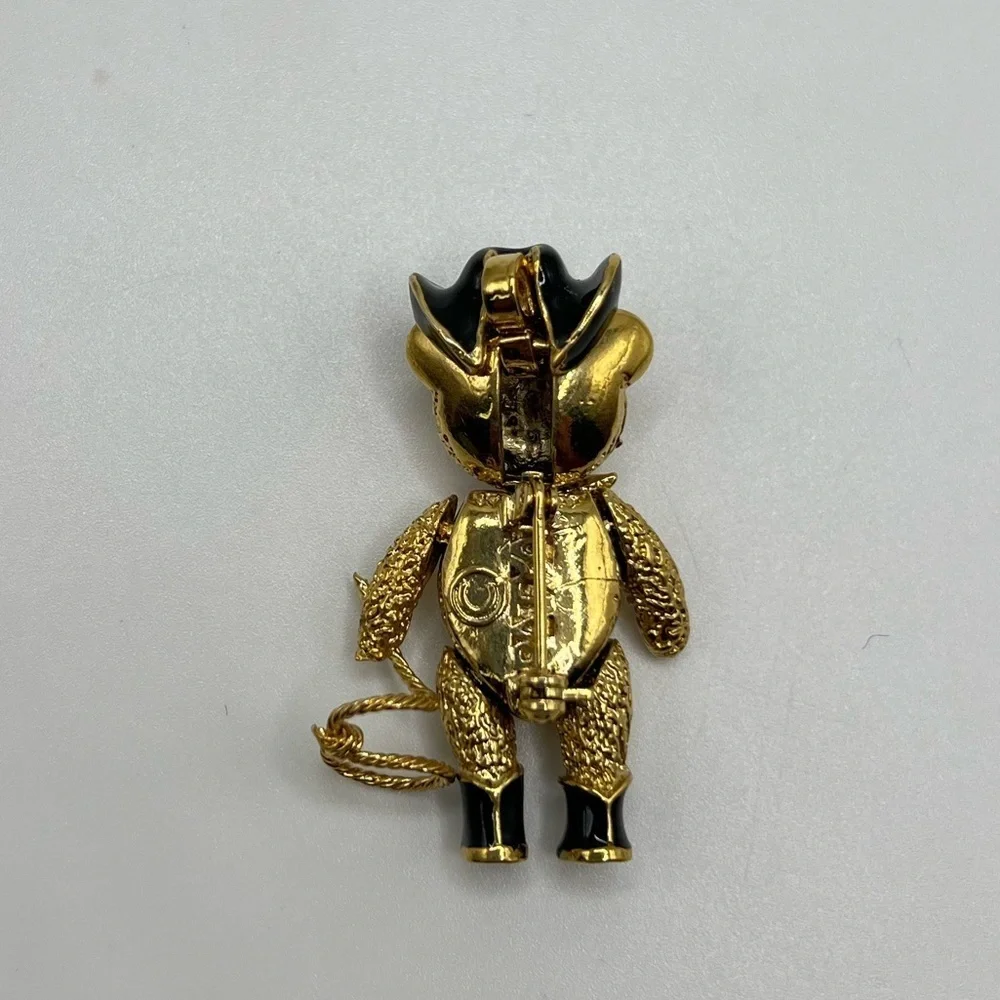 Vintage BATVA Articulated Teddy Bear Cowboy Brooch Pendant